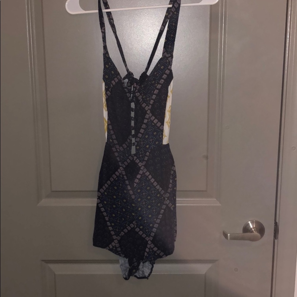 Navy blue patterned romper